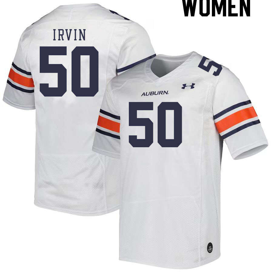 Women #50 Jalil Irvin Auburn Tigers College Football Jerseys Stitched-White